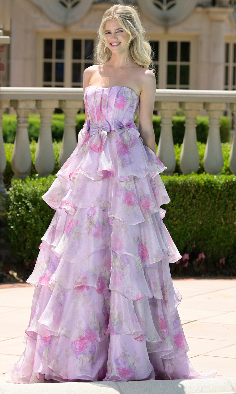 Colors Dress 3809 - Tiered Organza Strapless Evening Gown Prom Dresses