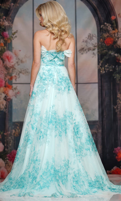 Colors Dress 3811 - Flowing Floral Strapless A-line Gown Prom Dresses