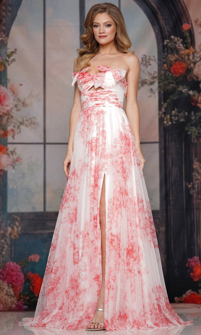 Colors Dress 3811 - Flowing Floral Strapless A-line Gown Prom Dresses