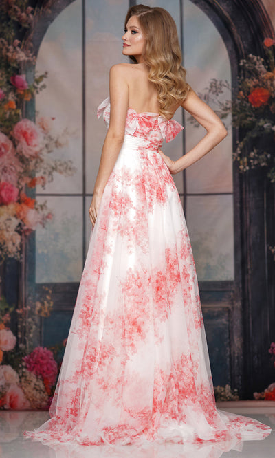 Colors Dress 3811 - Flowing Floral Strapless A-line Gown Prom Dresses