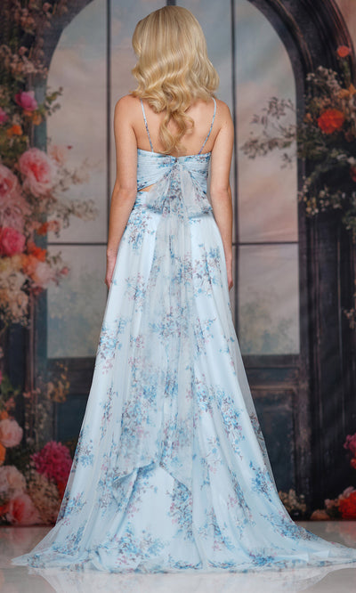 Colors Dress 3813 - Flowy Floral Sweetheart Cutout Gown Prom Dresses