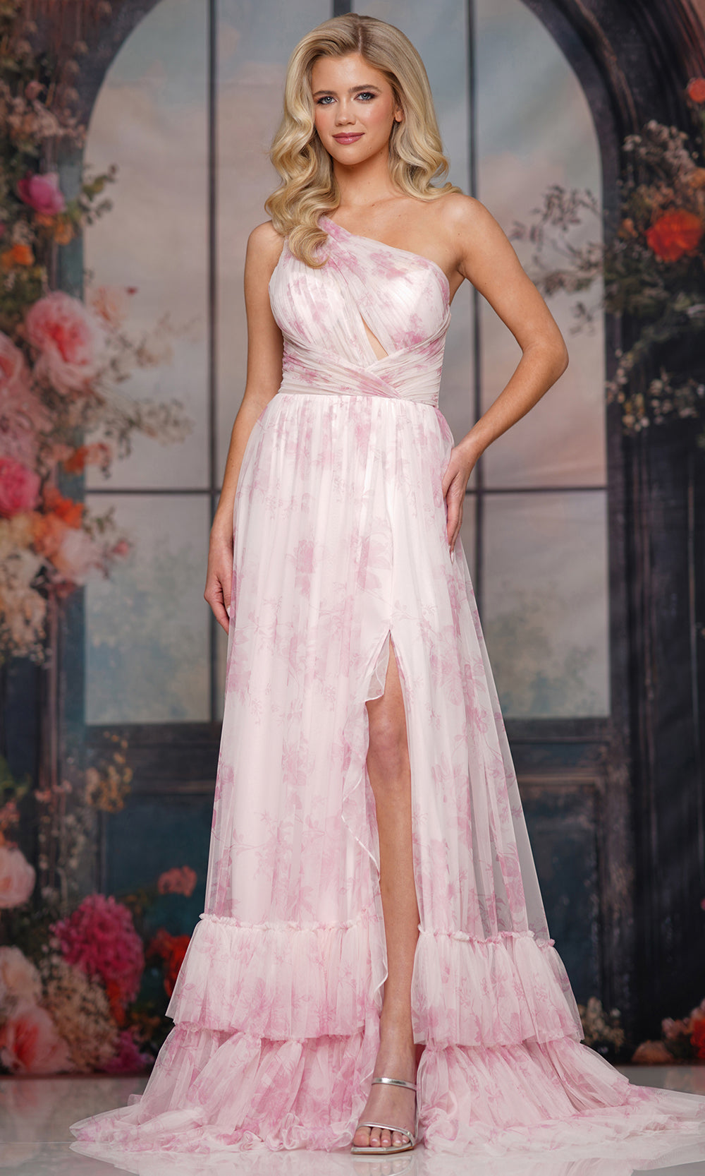 Colors Dress 3814 - Romantic Keyhole Floral A-line Dress Prom Dresses