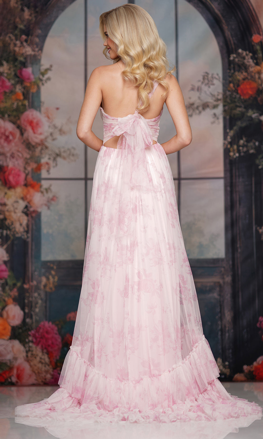 Colors Dress 3814 - Romantic Keyhole Floral A-line Dress Prom Dresses