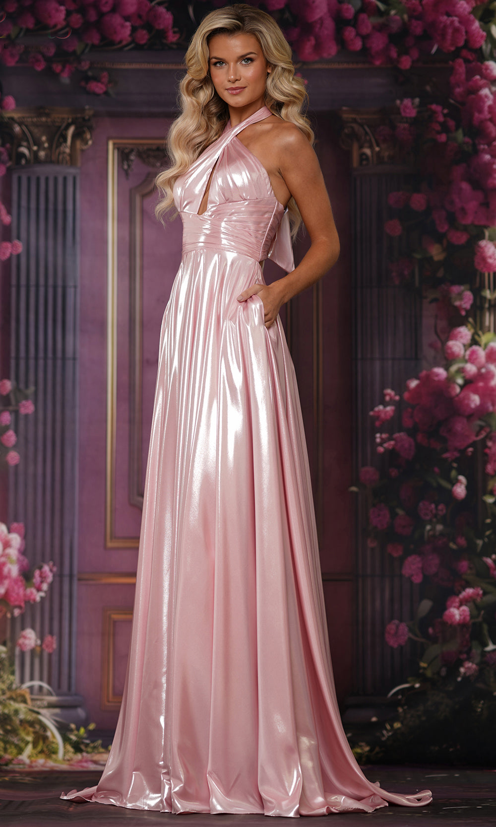 Colors Dress 3815 - Elegant Flowing A-line Halter Dress Prom Dresses