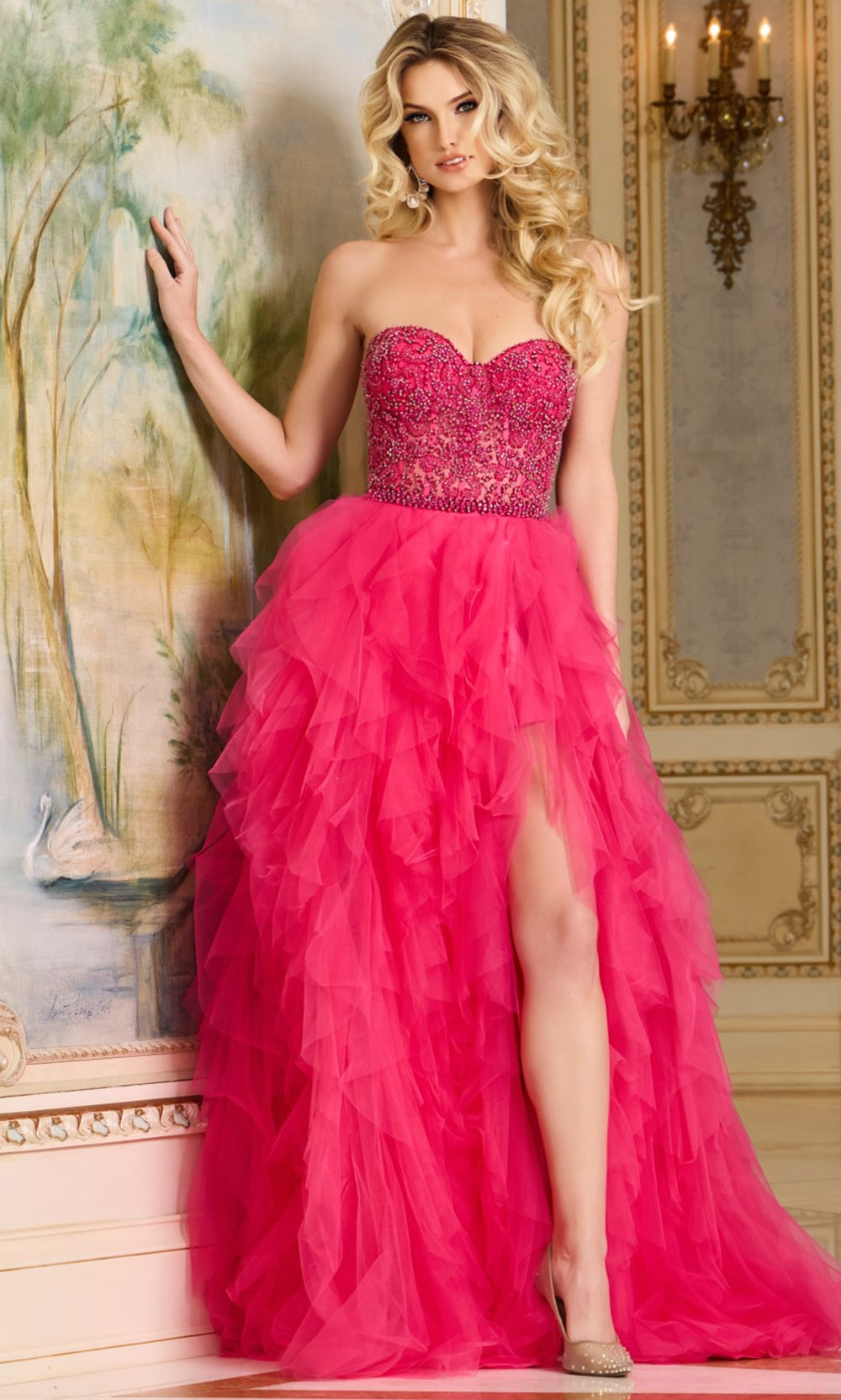 Jovani 40816 - Beaded Ornate Ruffle Ballgown Ball Gowns
