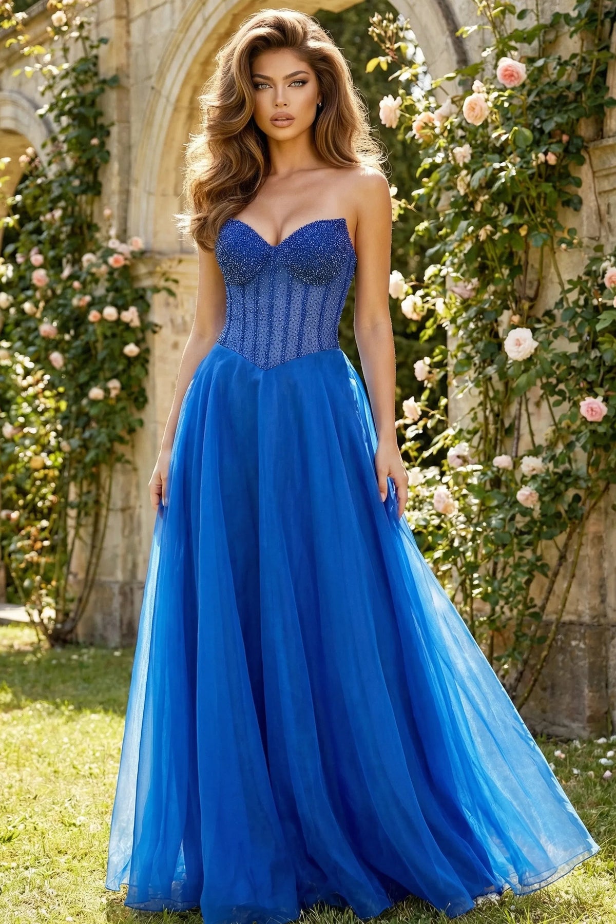 Jovani 38179 - Beaded Corset Bodice Prom Gown