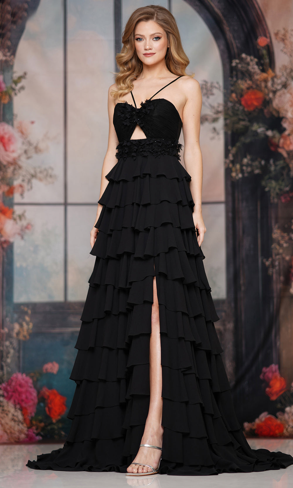 Colors Dress 3818 - Chiffon Front Cutout Sleeveless Gown Prom Dresses