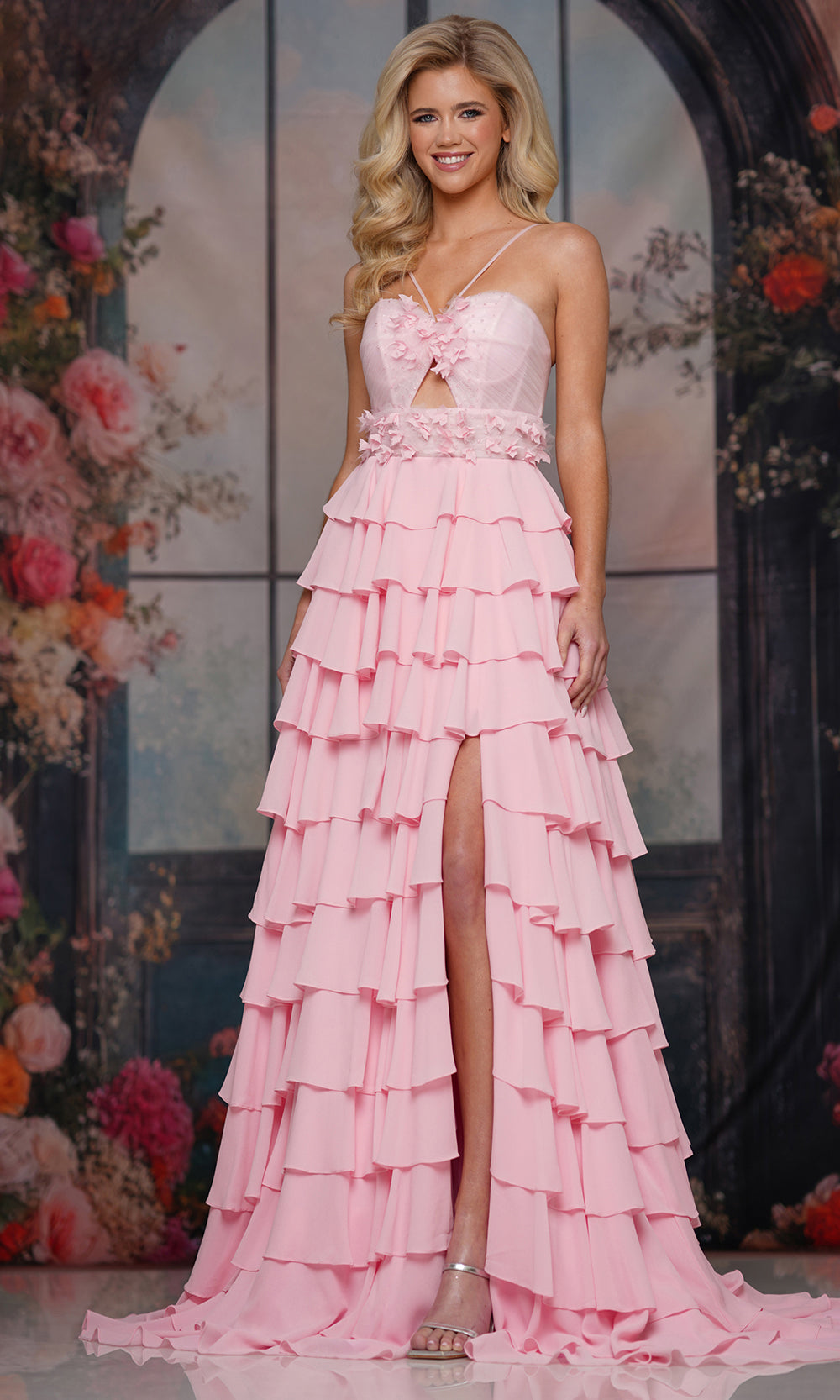 Colors Dress 3818 - Chiffon Front Cutout Sleeveless Gown Prom Dresses
