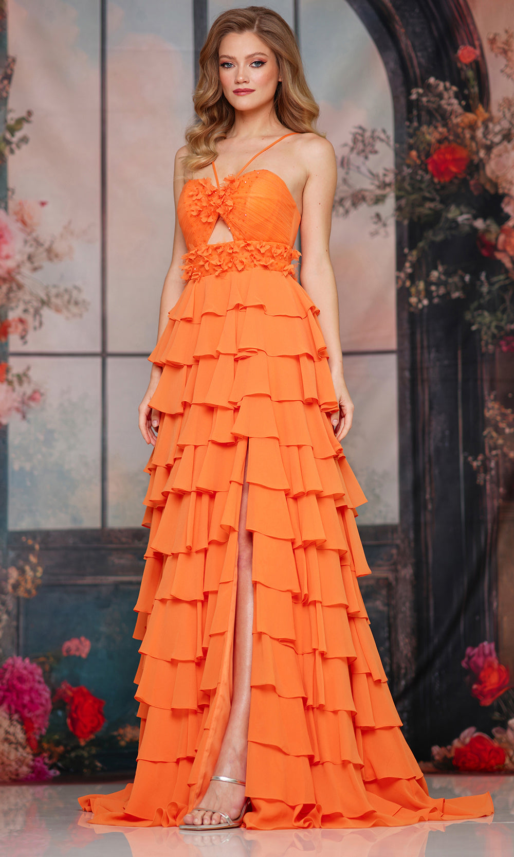 Colors Dress 3818 - Chiffon Front Cutout Sleeveless Gown Prom Dresses
