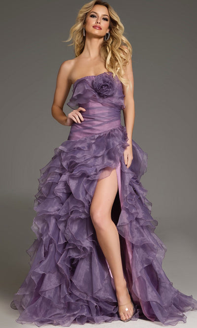 Jovani 38236 - Ruffled Skirt Straight Neckline Gown Formal Gowns