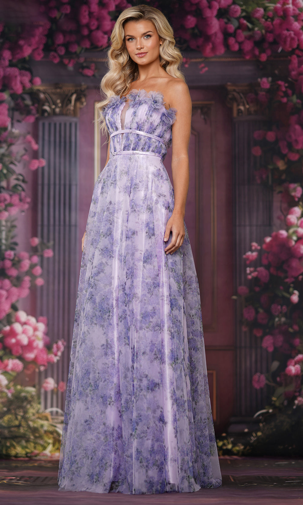 Colors Dress 3831 - Strapless Printed Evening Gown Prom Dresses