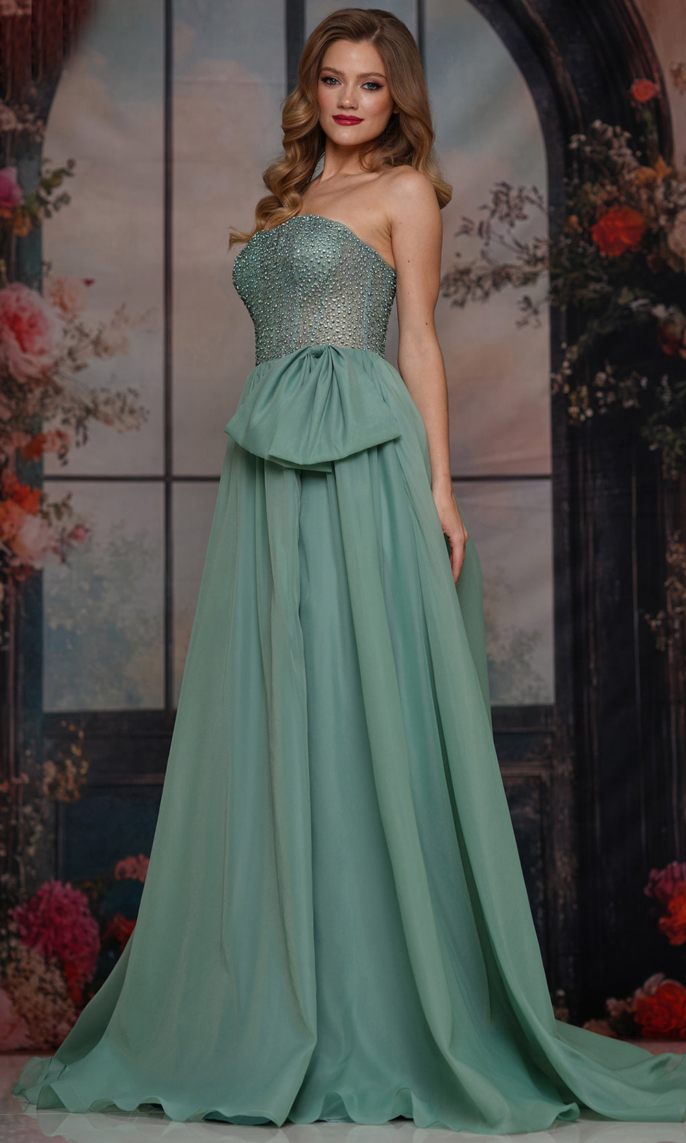 Colors Dress 3843 - Beaded Top Semi-Sweetheart Dress Prom Dresses