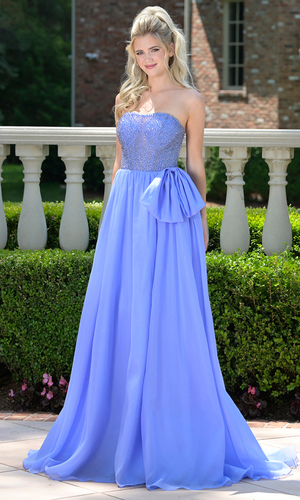 Colors Dress 3843 - Beaded Top Semi-Sweetheart Dress Prom Dresses