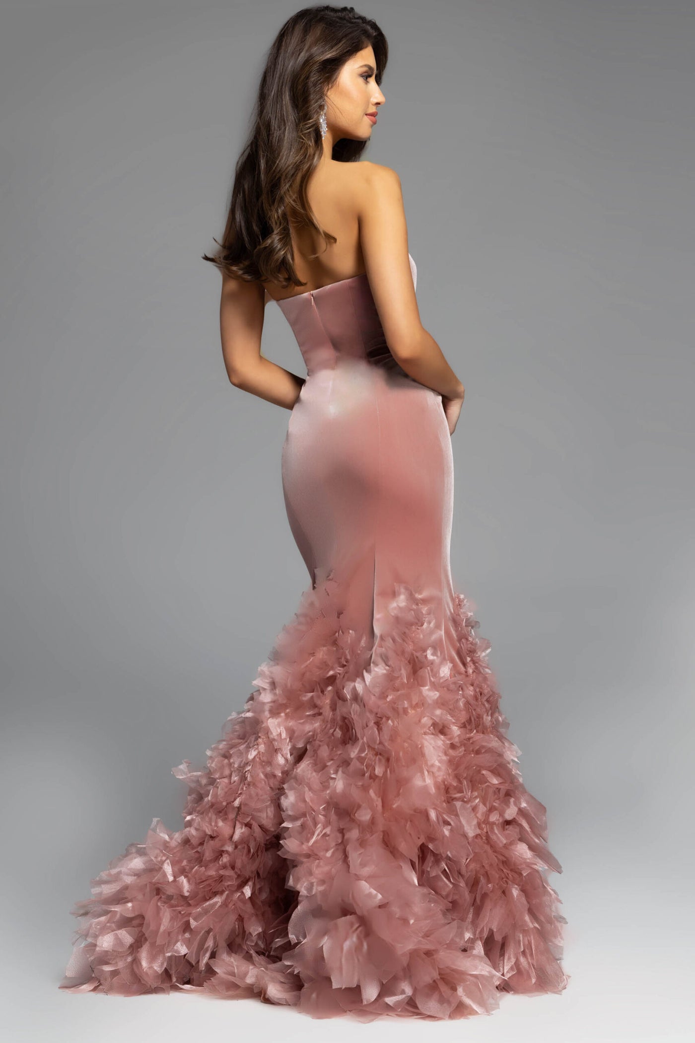 Jovani 38496 - Strapless Velvet Prom Gown