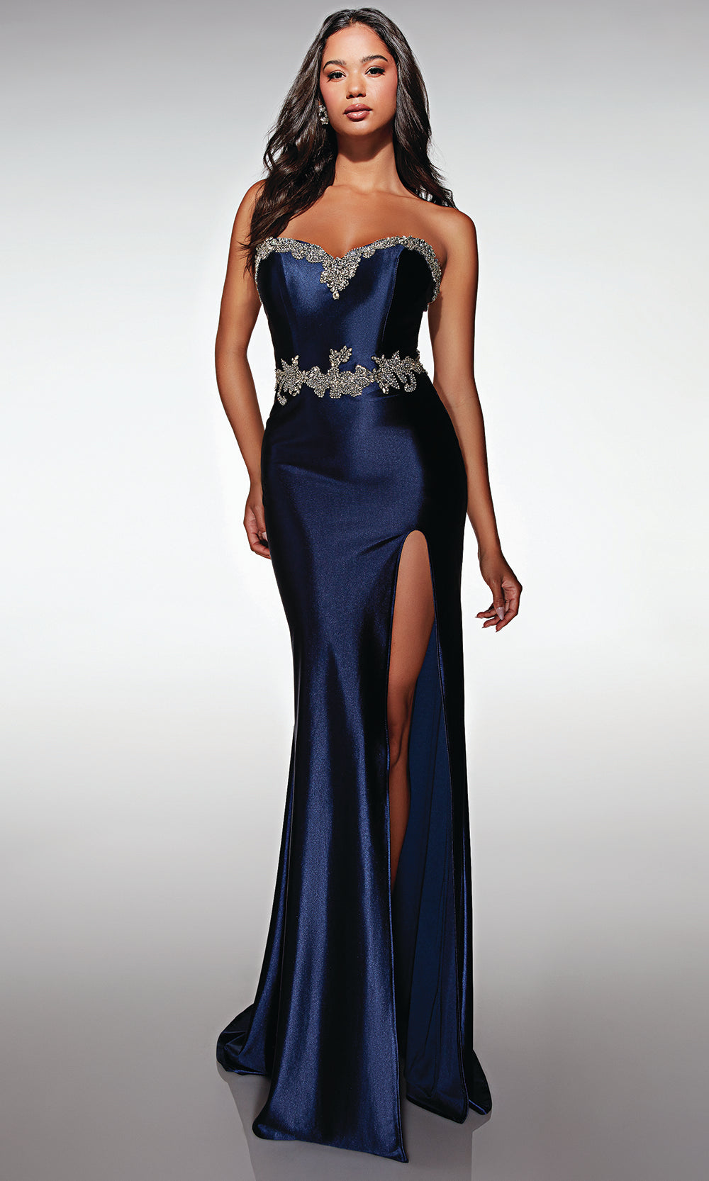 Aerie Couture 384 - Elegant Fitted Gown with High Slit Prom Dresses