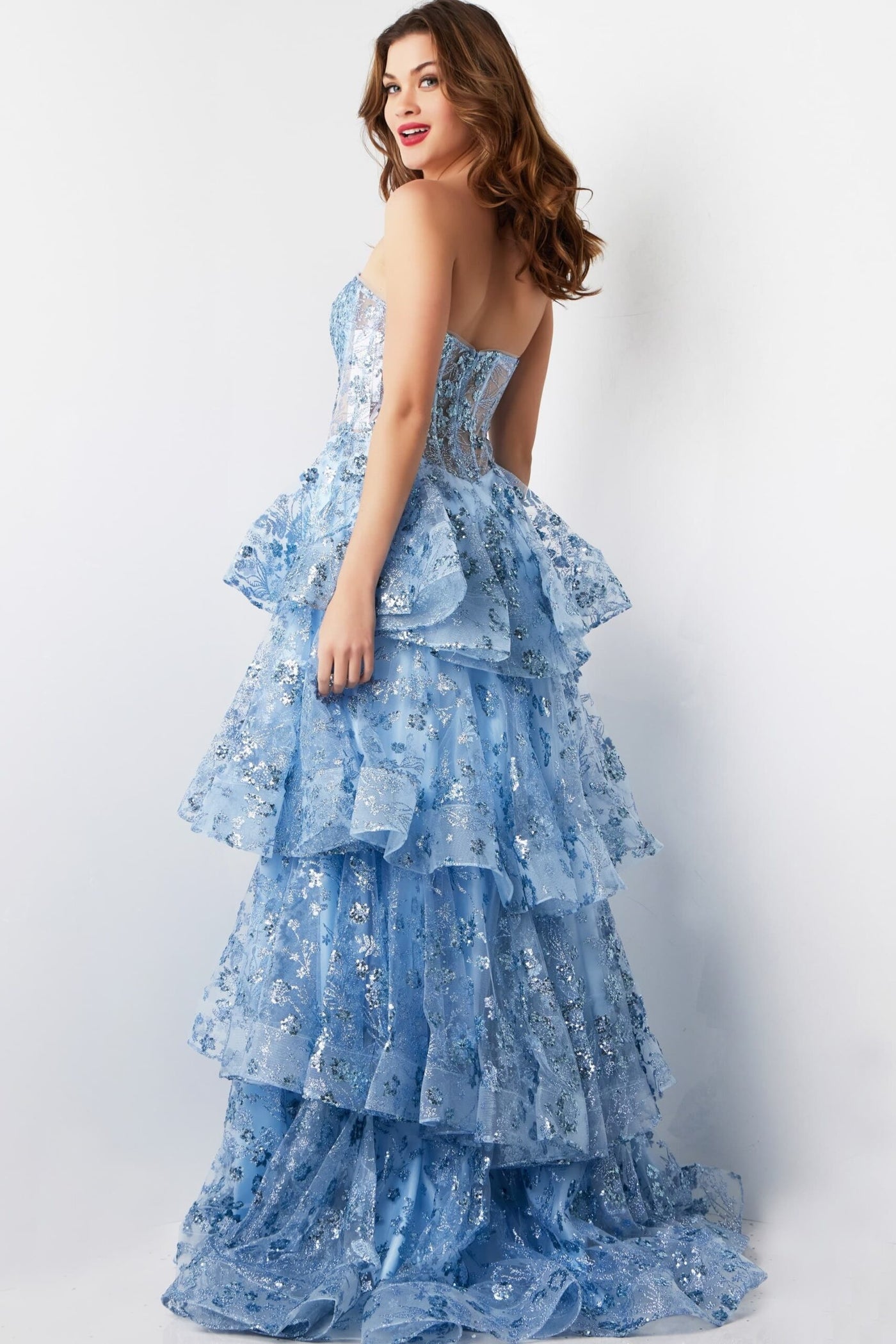 Jovani 38528 - Sweetheart Floral Beaded Prom Gown