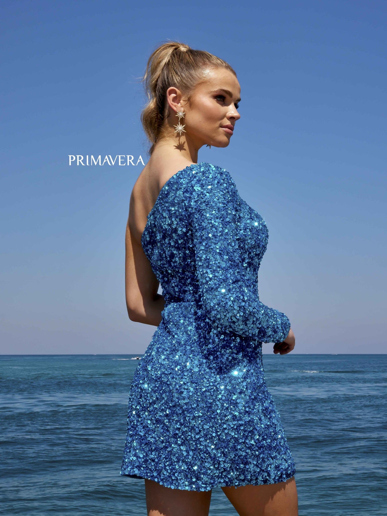 Primavera Couture 3860 - Asymmetric Neck Slit Cocktail Dress