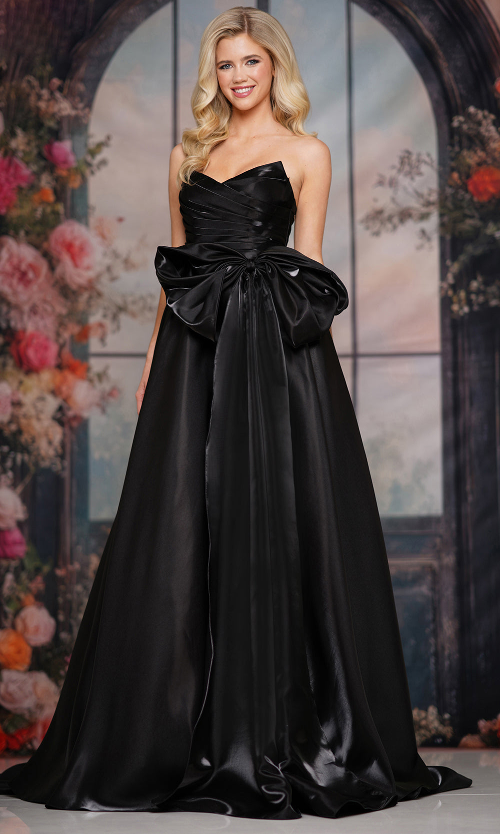 Colors Dress 3860 - Bow Accent Ruched A-line Gown Prom Dresses