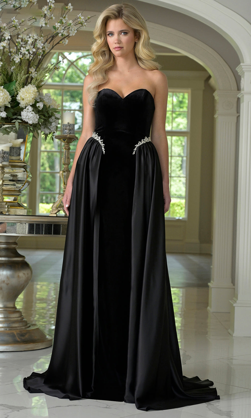 Colors Dress 3861 - Satin Overskirt Strapless A-line Gown Prom Dresses