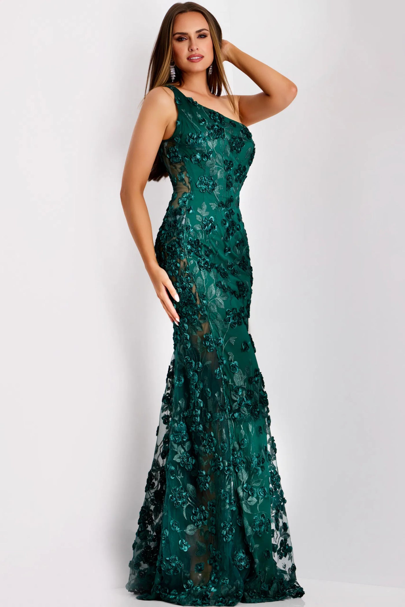 Jovani 38684 - Fitted Floral Sheath Gown