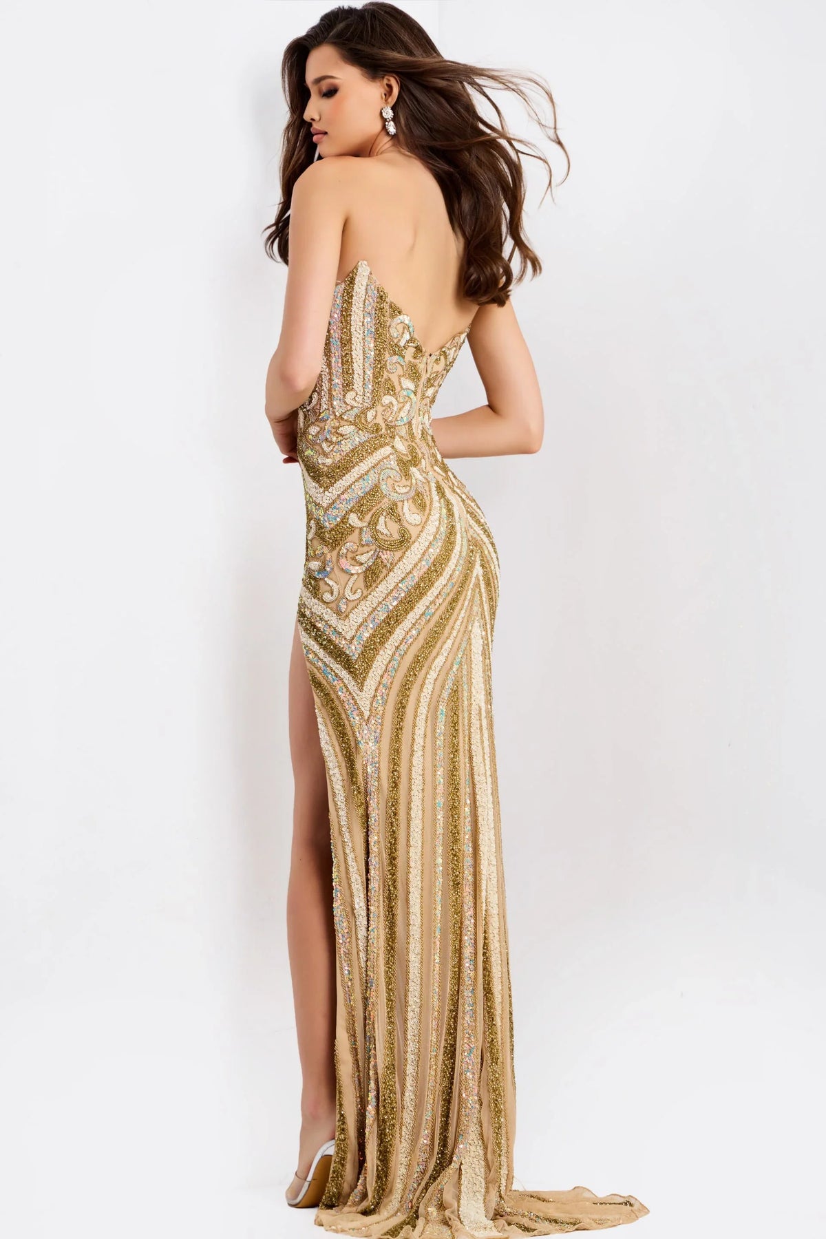 Jovani 38707 - Off Shoulder Beaded Sheath Dress