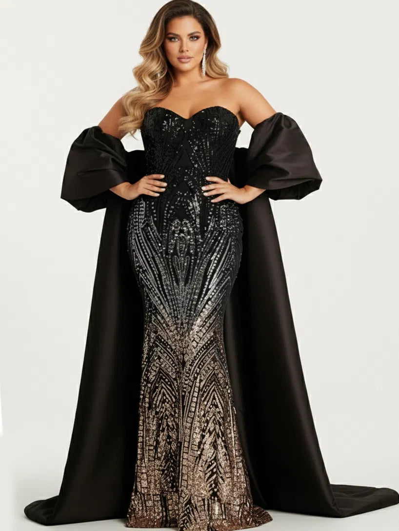 Jovani 38746 - Off Shoulder Cape Gown