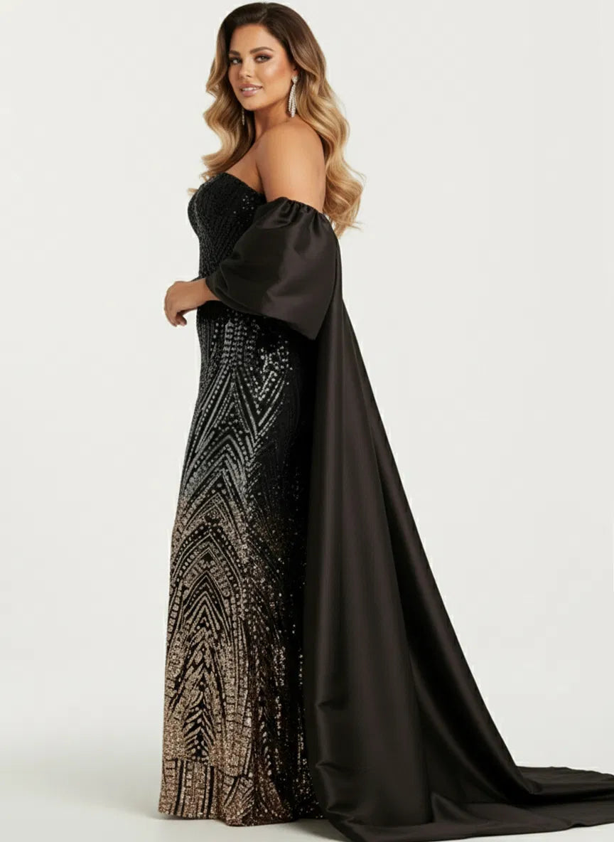 Jovani 38746 - Off Shoulder Cape Gown