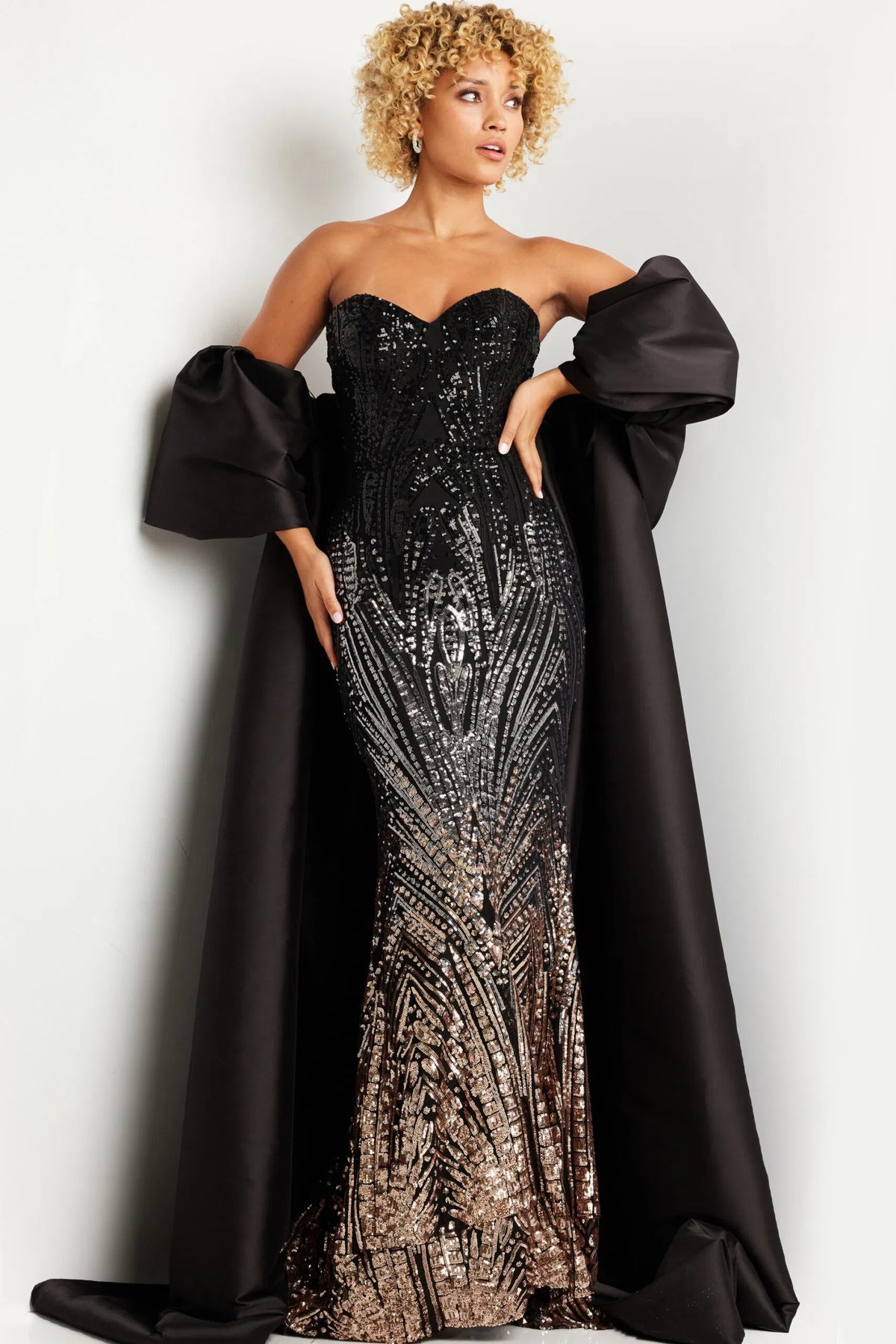 Jovani 38746 - Off Shoulder Cape Gown