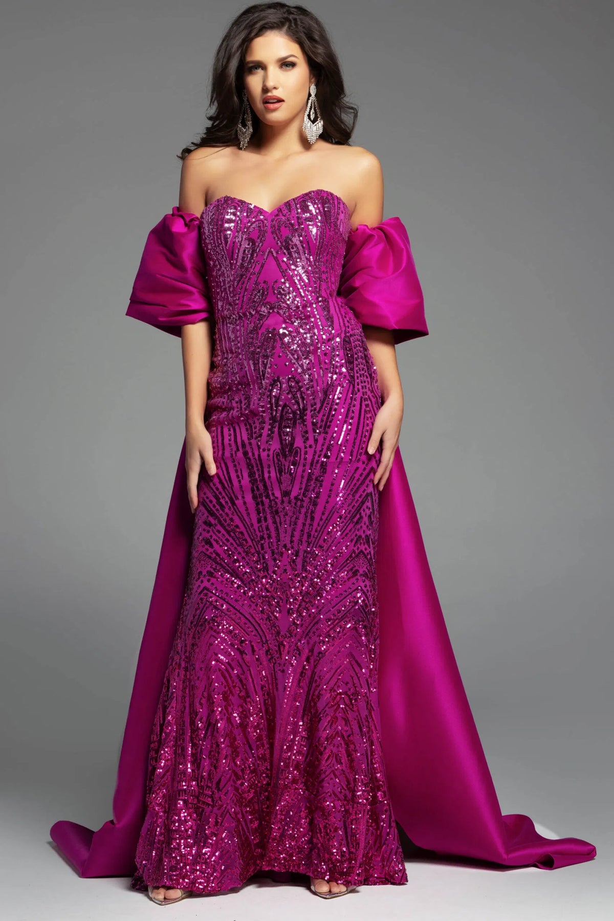 Jovani 38746 - Off Shoulder Cape Gown