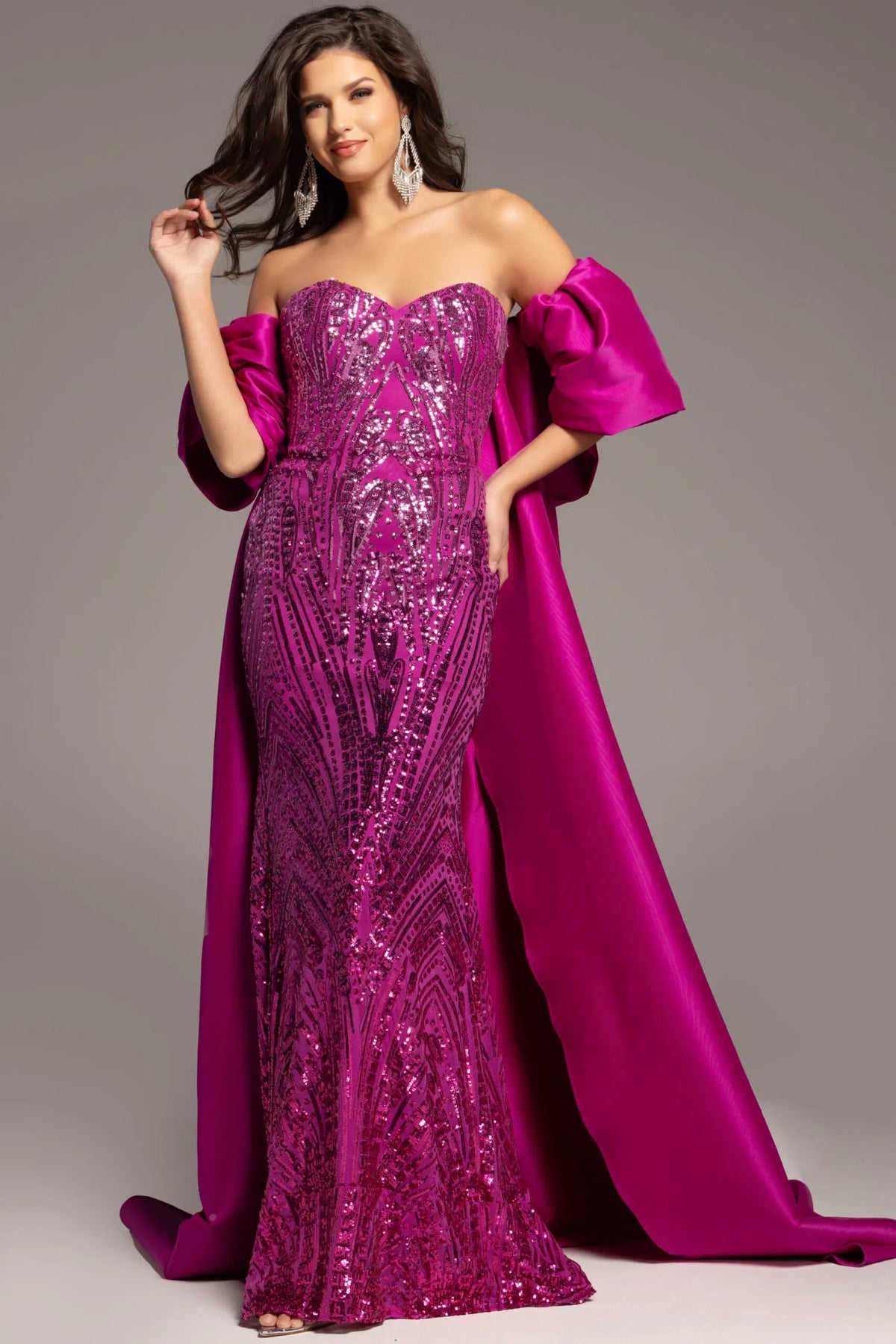 Jovani 38746 - Off Shoulder Cape Gown