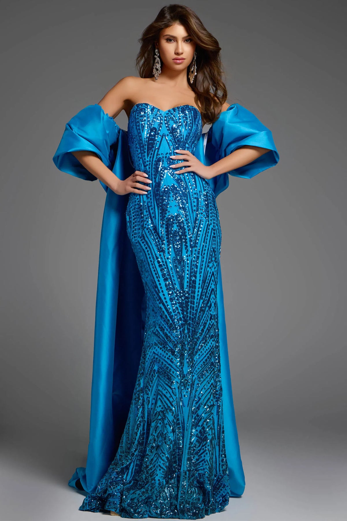 Jovani 38746 - Off Shoulder Cape Gown