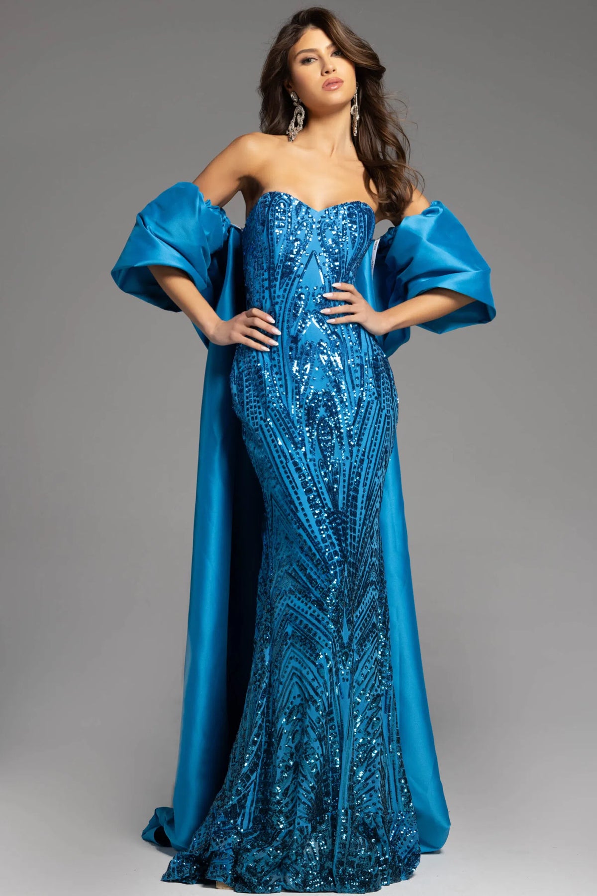 Jovani 38746 - Off Shoulder Cape Gown