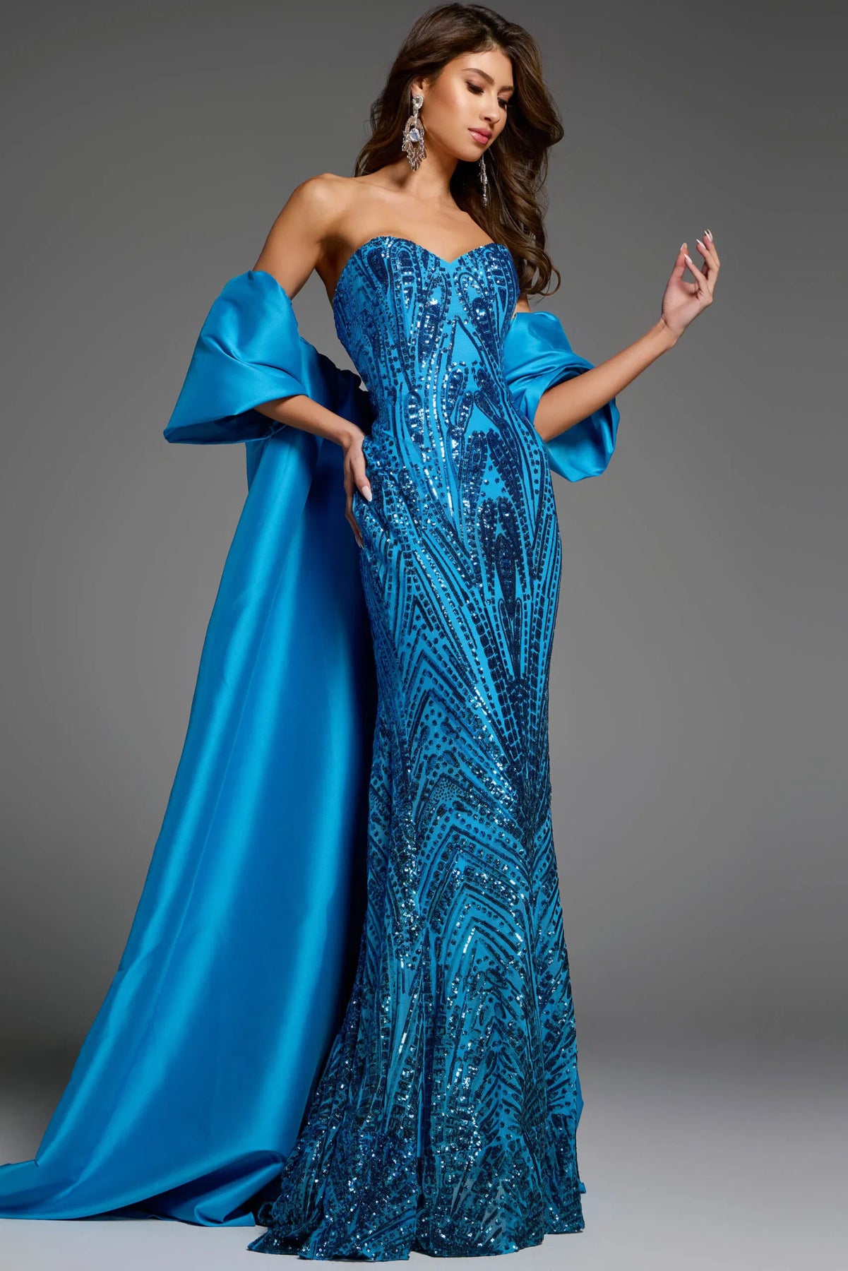 Jovani 38746 - Off Shoulder Cape Gown