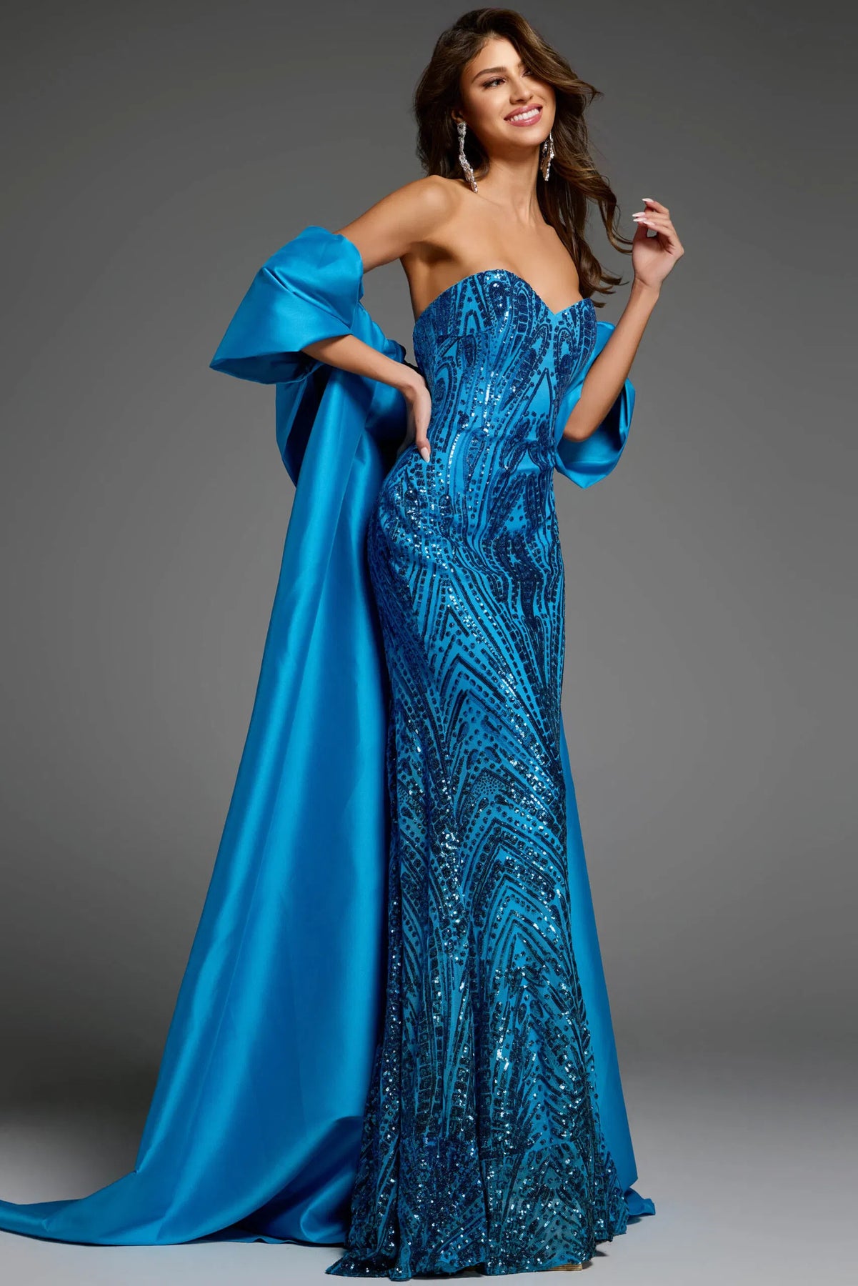 Jovani 38746 - Off Shoulder Cape Gown