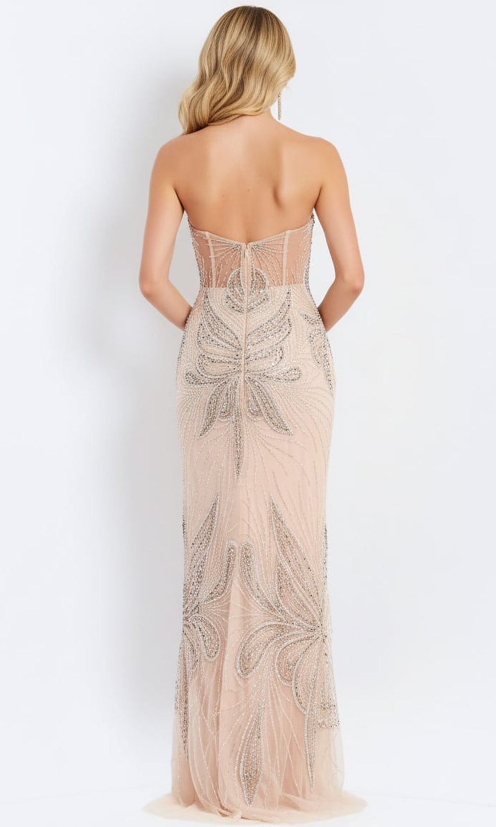 Jovani 38812 - Beaded Ornate Sweetheart Open Back Gown
