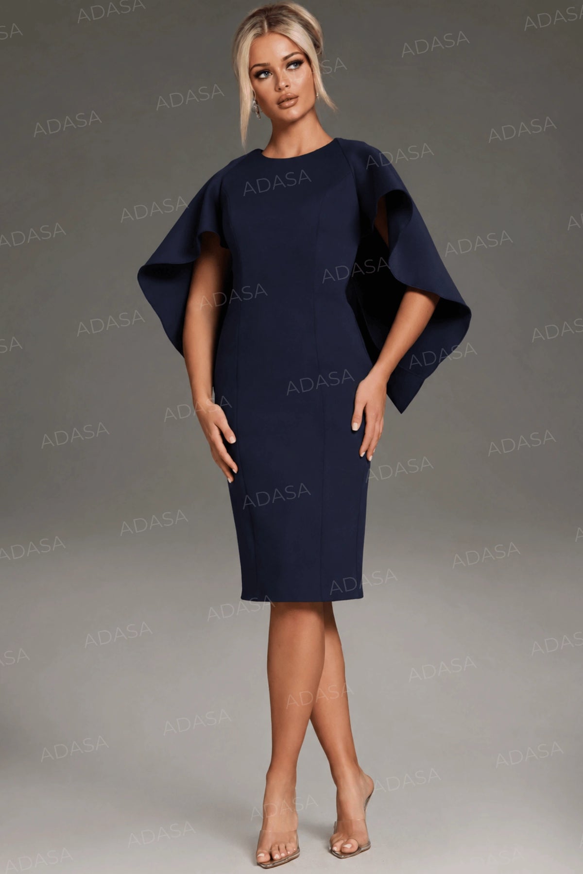 Jovani 38824 - Jewel Neck Knee-Length Dress