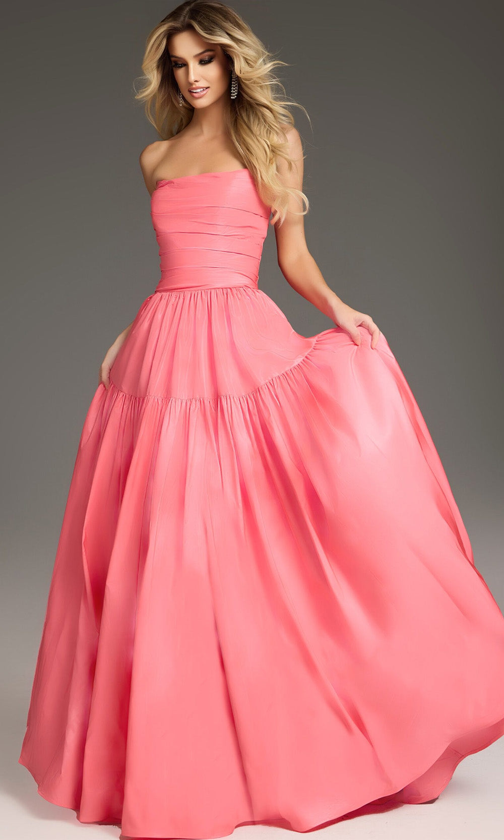 Jovani 38831 - Satin Tiered Skirt Prom Gown Ball Gowns