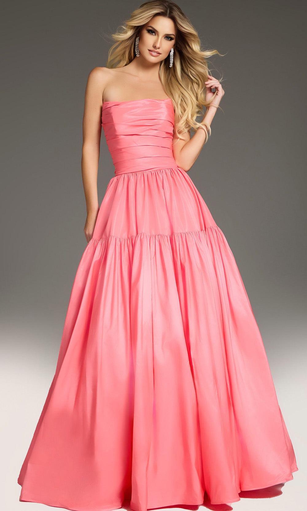 Jovani 38831 - Satin Tiered Skirt Prom Gown