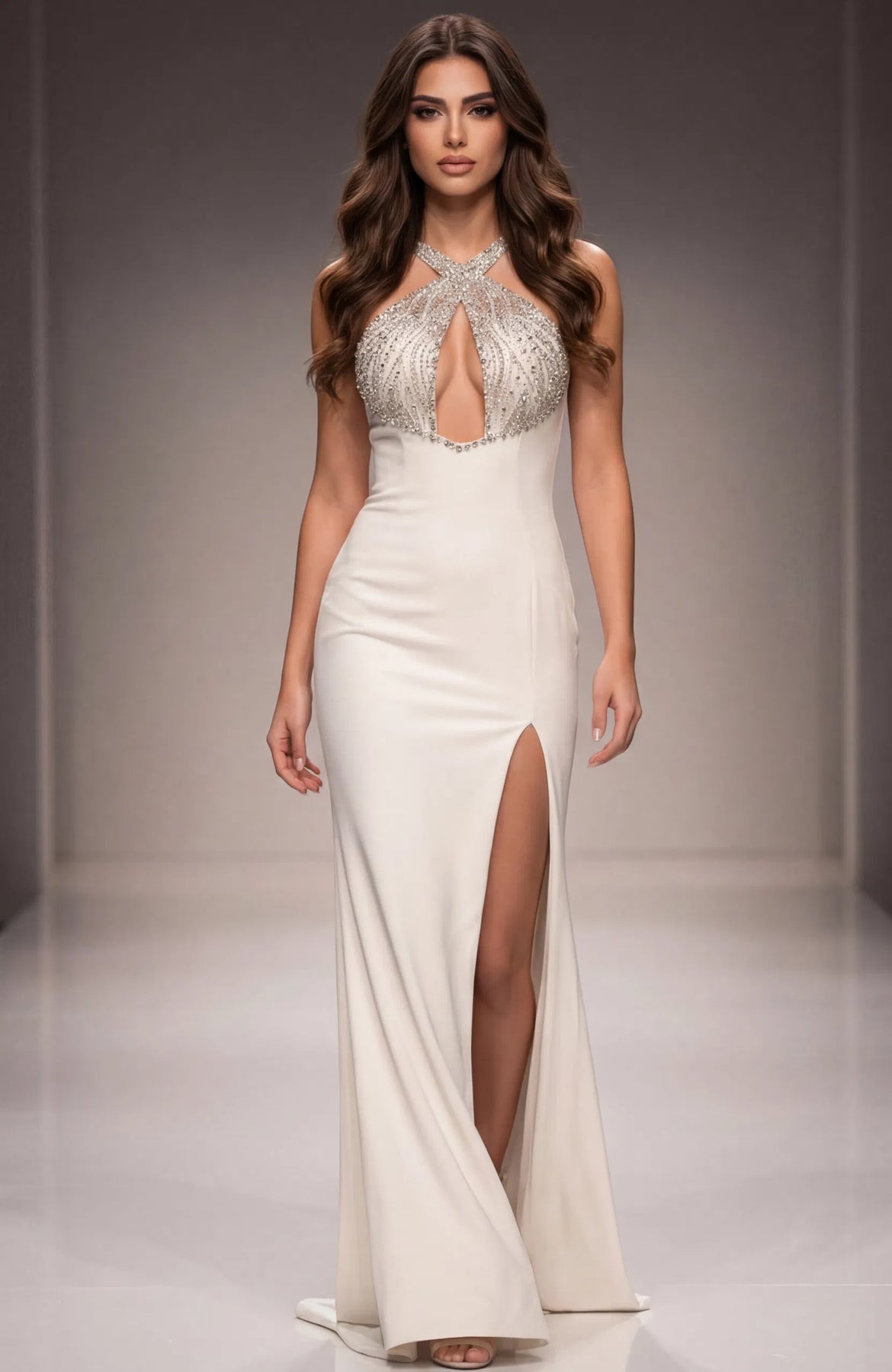 Jovani 38951 - Halter Neck Beaded Prom Gown