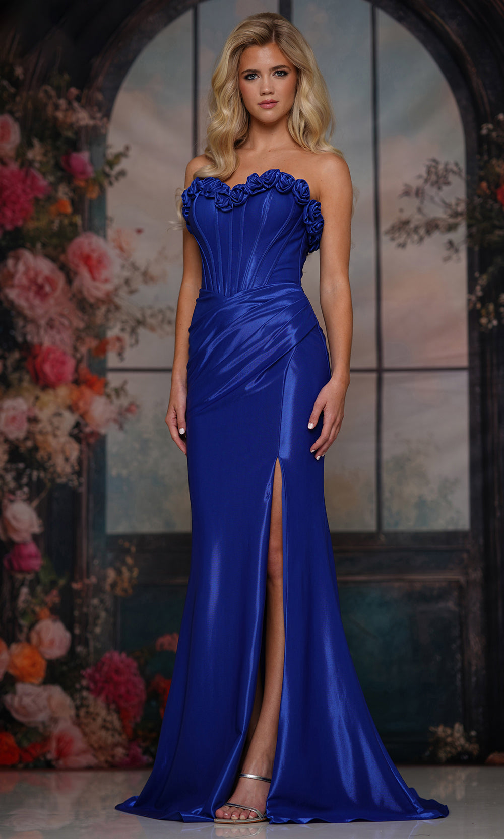 Colors Dress 3895 - Sweetheart Fitted Gown with 3D Florals Prom Dresses