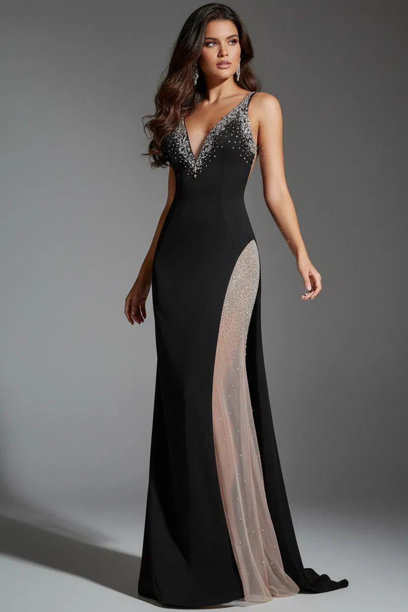 Jovani 38983 - Plunging V-Neck Prom Dress