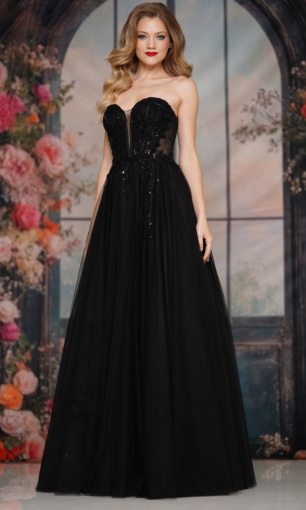 Colors Dress 3923 - Sweetheart Layered Tulle Gown Prom Dresses