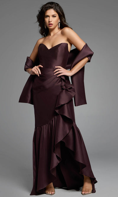 Jovani 39265 - Sweetheart Asymmetrical Ruffle Evening Gown Formal Gowns