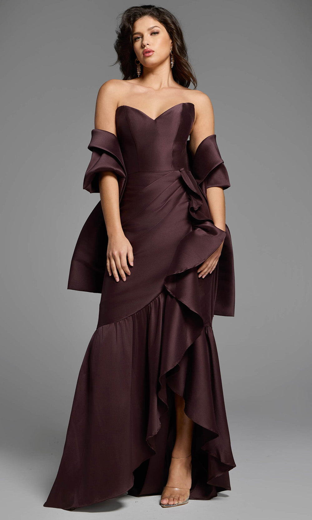 Jovani 39265 - Sweetheart Asymmetrical Ruffle Evening Gown