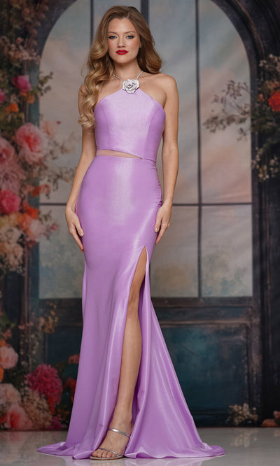 Colors Dress 3926 - Lace-Up Back Halter Jersey Gown Evening Dresses