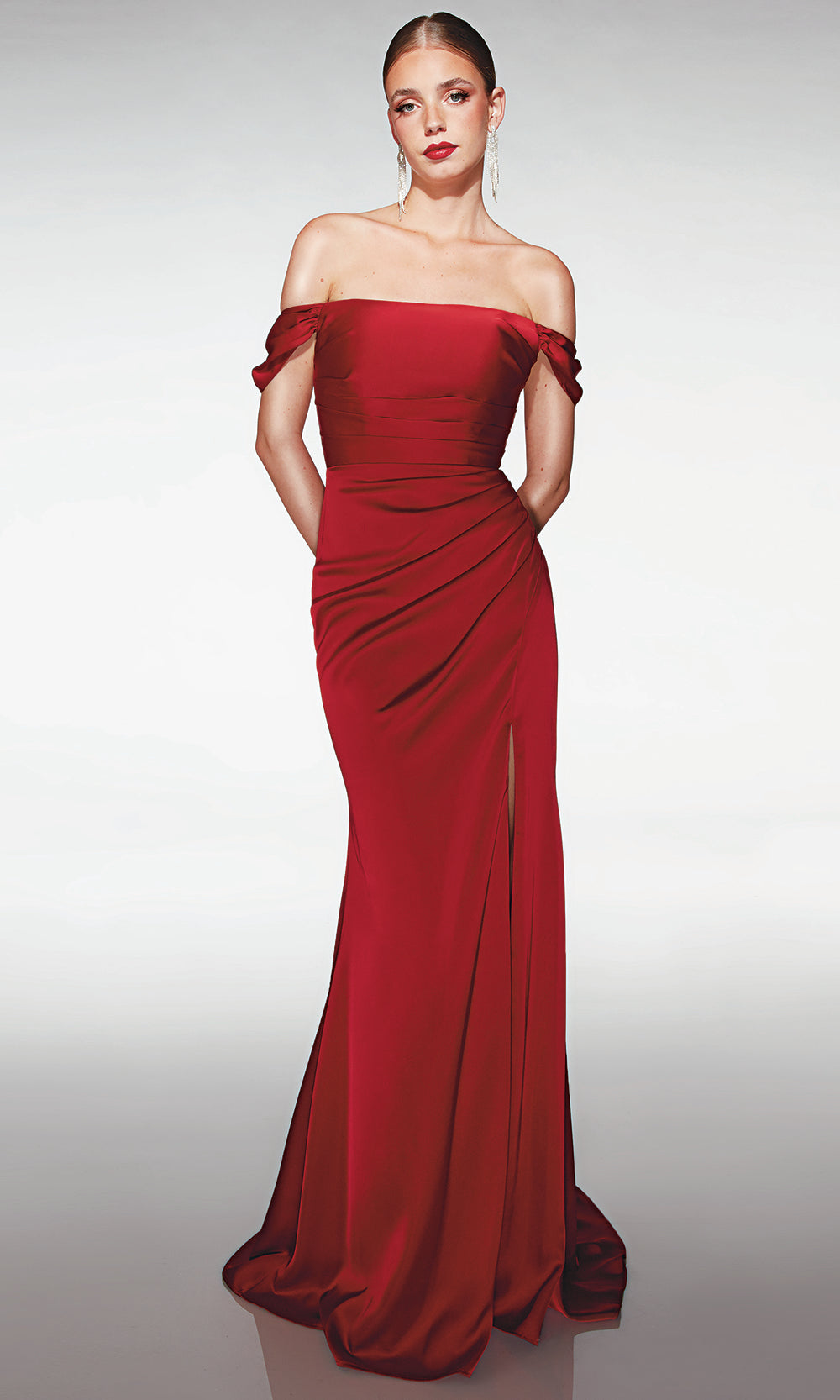Aerie Couture 392 - Ruched Bodice Formal Dress with Slit Prom Dress