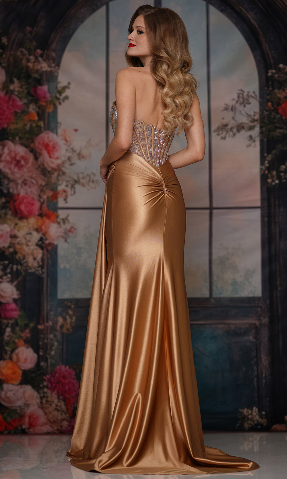 Colors Dress 3933 - Elegant Ruched Scoop Neckline Gown Prom Dresses