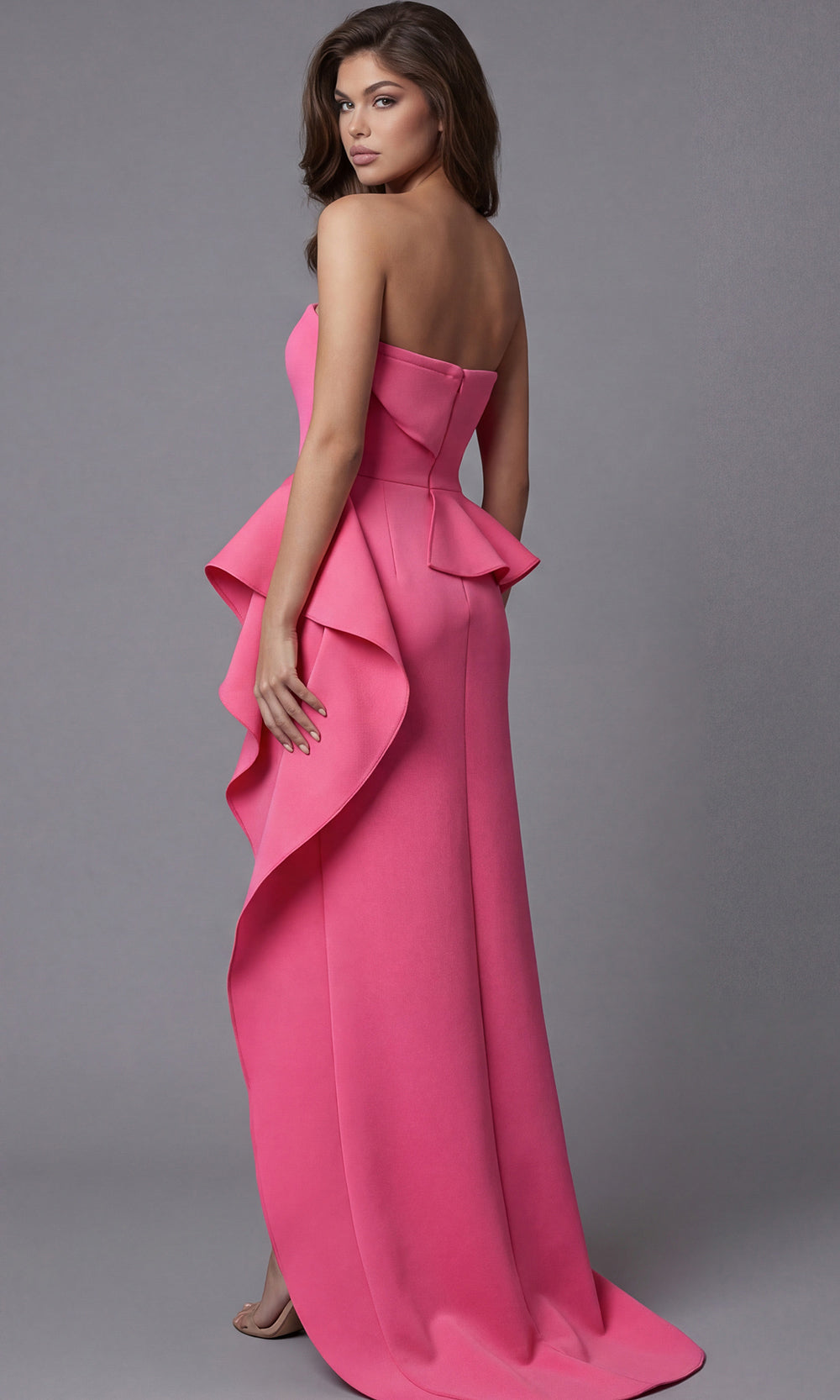 Jovani 39412 - Ruffle Side Fitted Evening Gown Prom Dresses  in Deep Pink 
