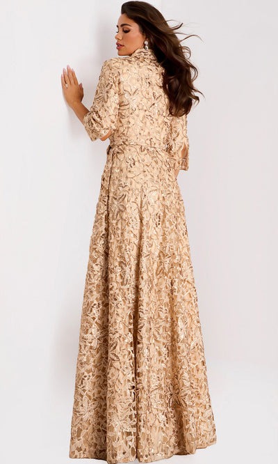 Jovani 39426 - Three-Quarter Sleeve Embroidered Gown Formal Gowns