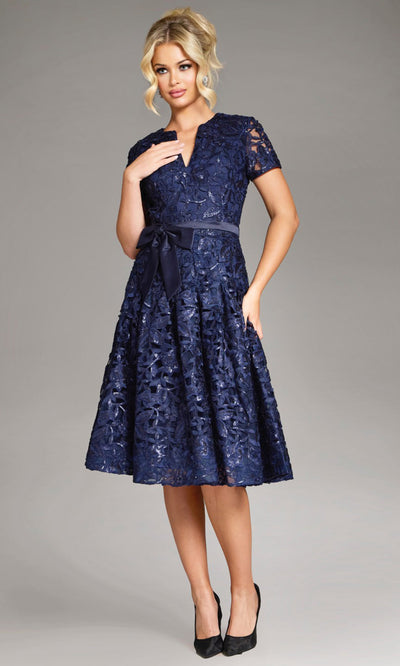 Jovani 39427 - Short Sleeve Floral Lace A-line Dress Homecoming Dresses